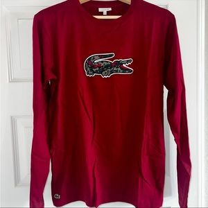 Lacoste Boy’s size 16 Long Sleeve Crocodile T-Shirt - Crimson/Deep Red/Burgundy